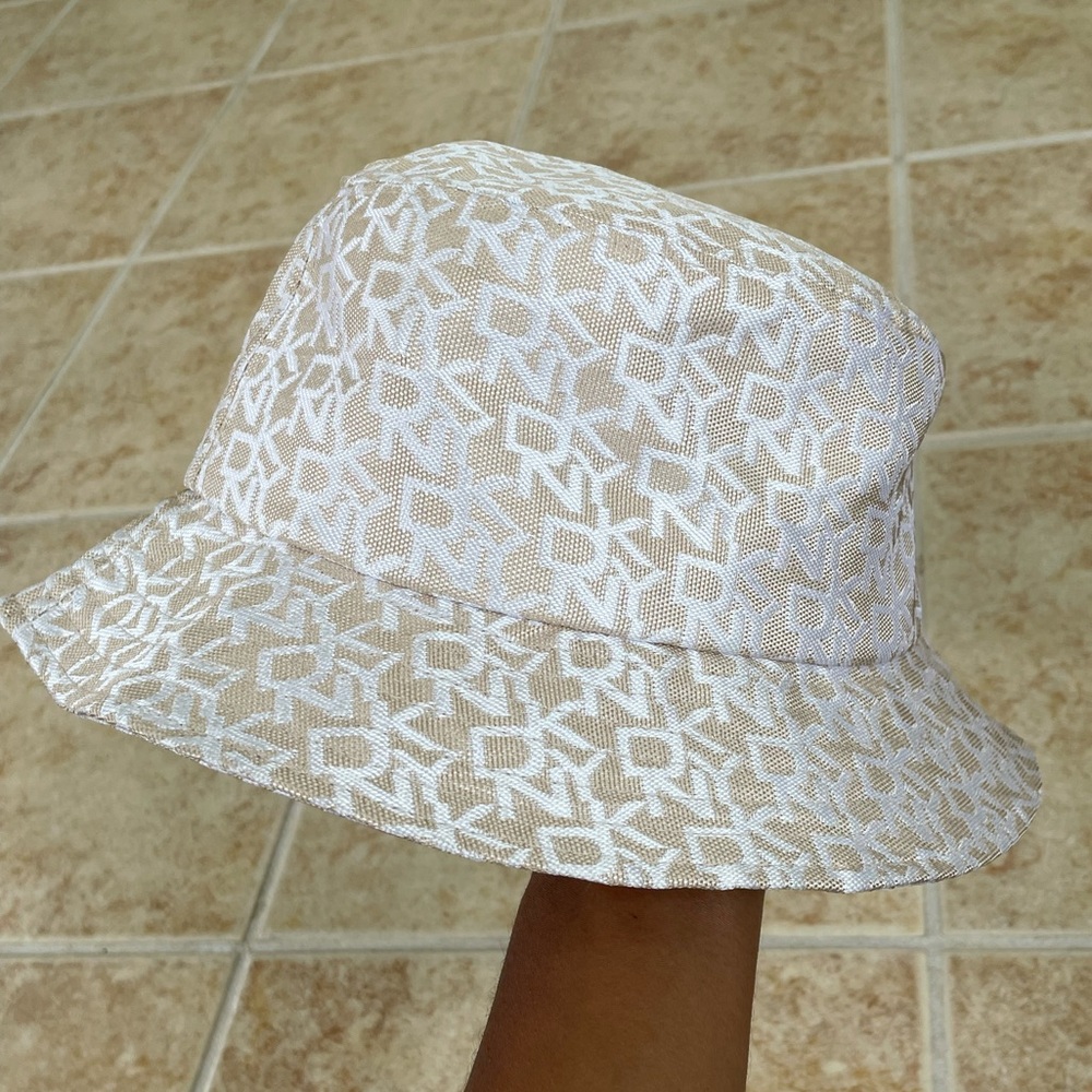 DKNY Cream and White Bucket Hat
